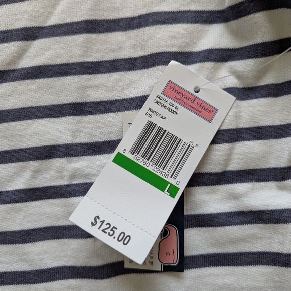 Vineyard Vines Women's Striped Hoodie in White and Navy - Picture 3 of 11